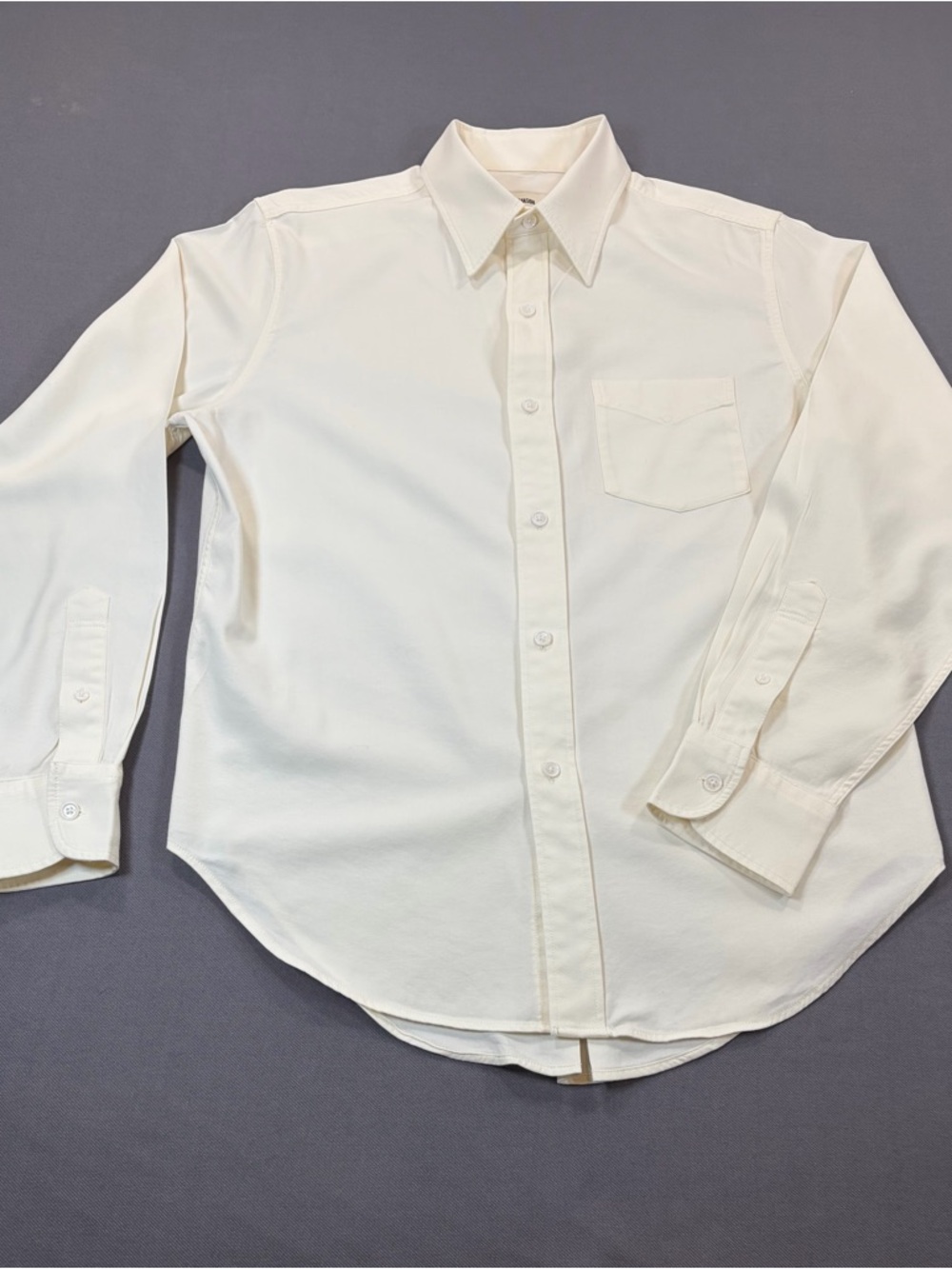 Buck Mason Ivory Oxford Style Twill Button Down Long Sleeve Shirt Size Medium